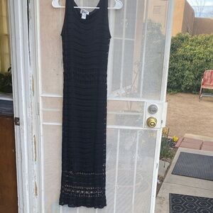 Chico's Black Sleeveless Crochet Maxi Dress